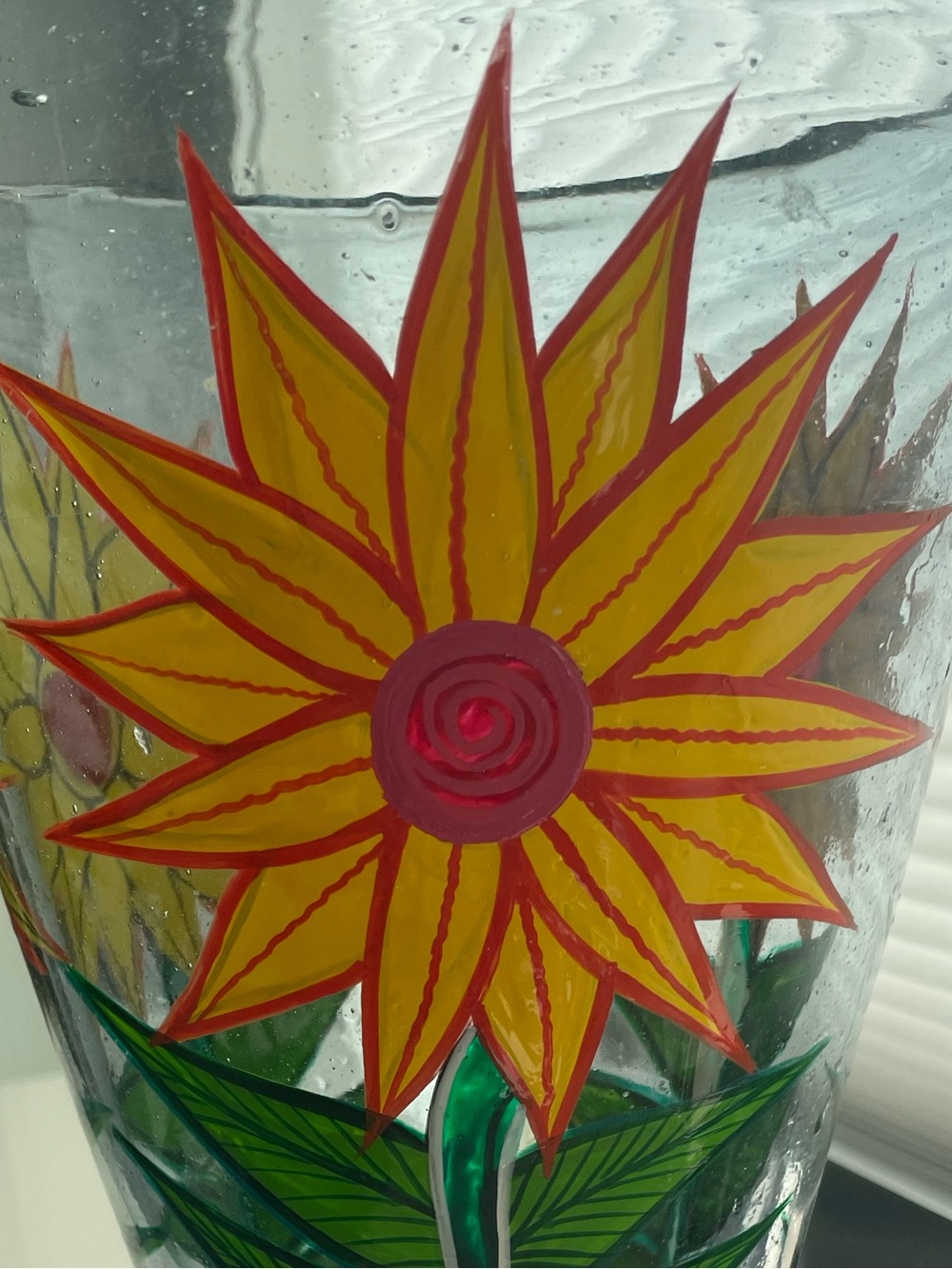 Bright Sunflower Glass Vase | 7”W x 13.5”H